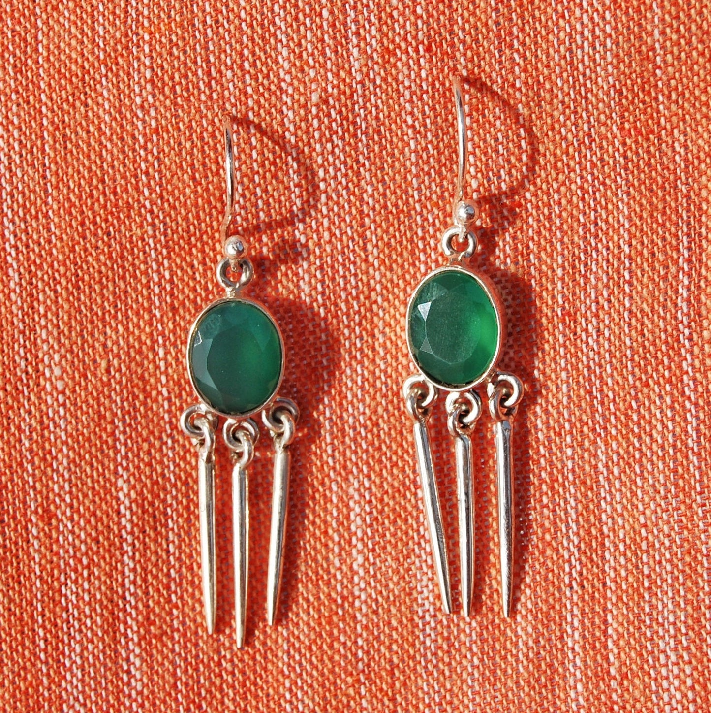 Green Onyx Dangle Earrings
