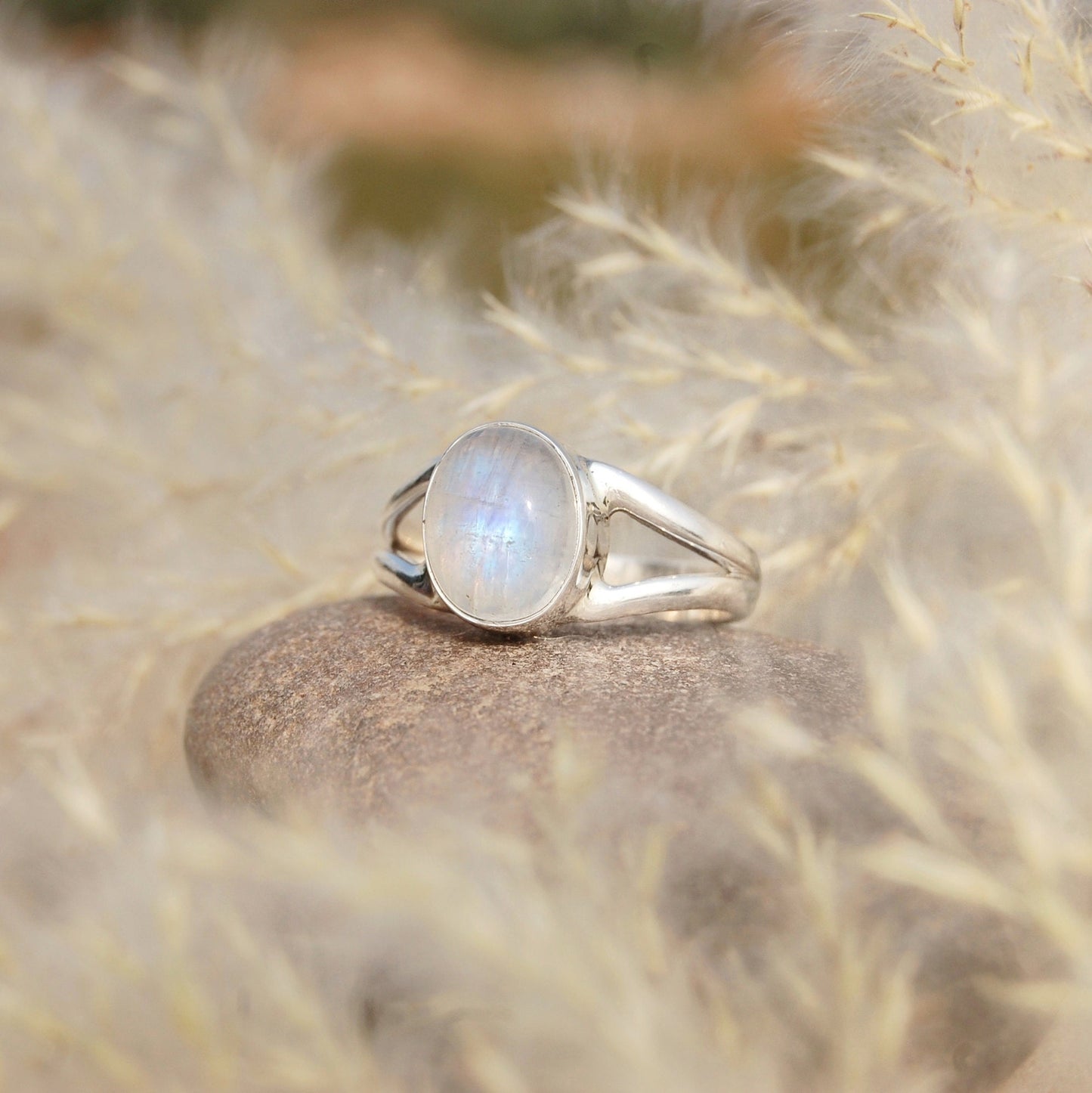 Rainbow Moonstone Ring