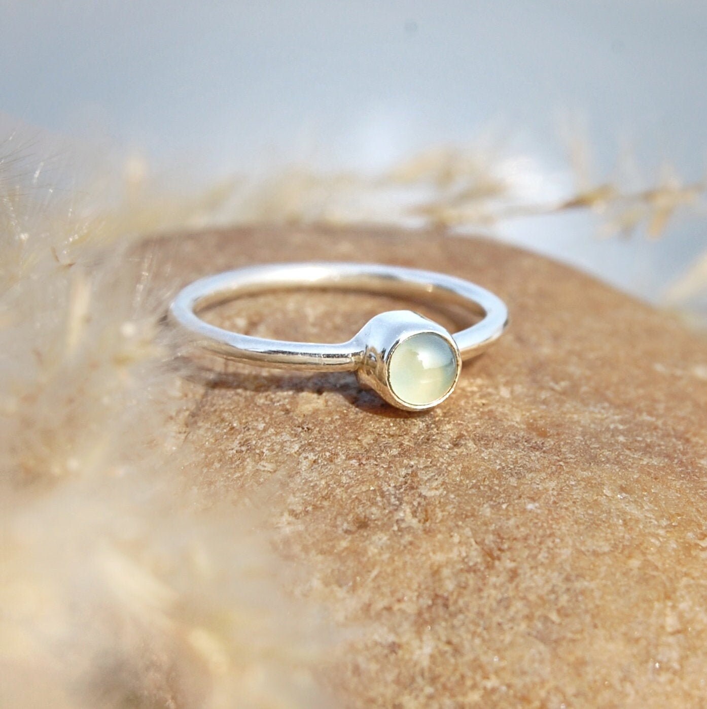 Aqua Chalcedony Dainty Ring