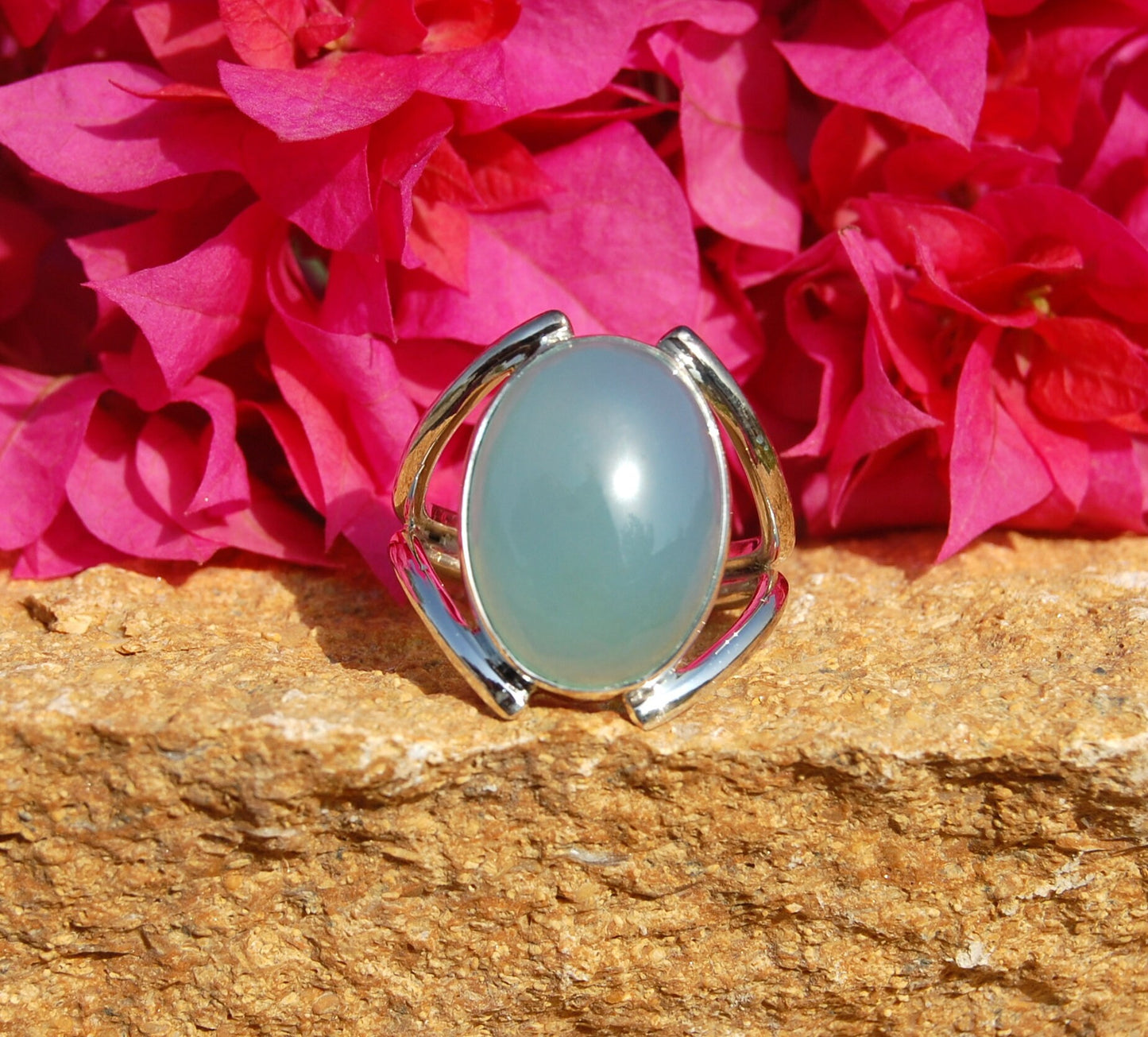 Aqua Chalcedony Ring