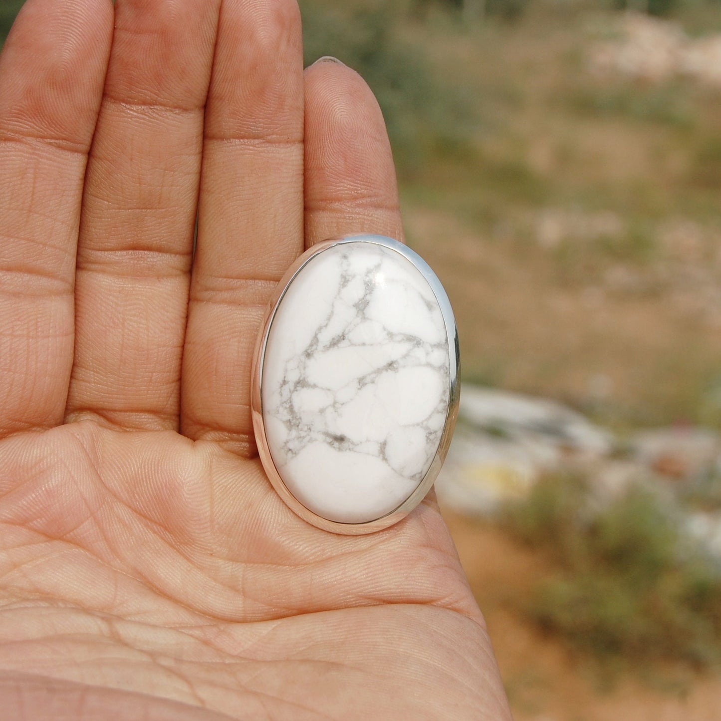 Natural Howlite Statement Ring