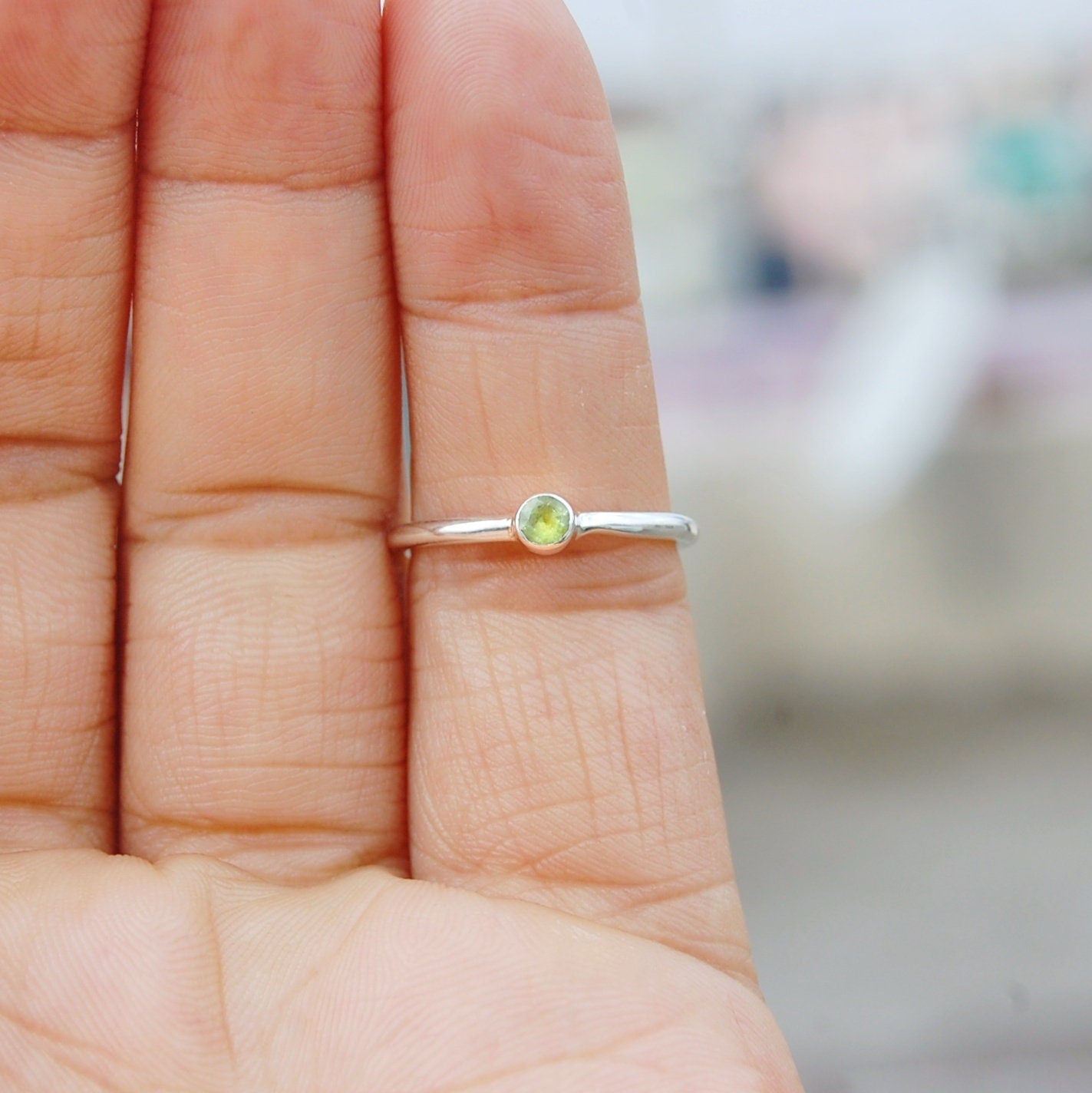 Green Peridot Ring