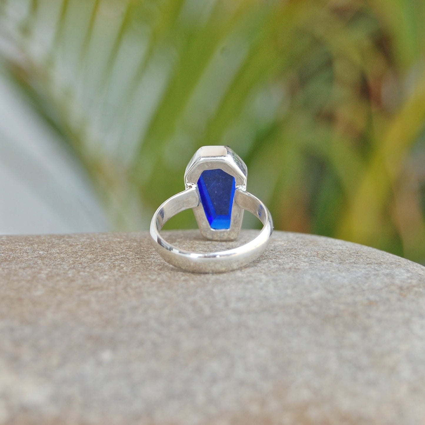 Cobalt Blue Coffin Shape Ring