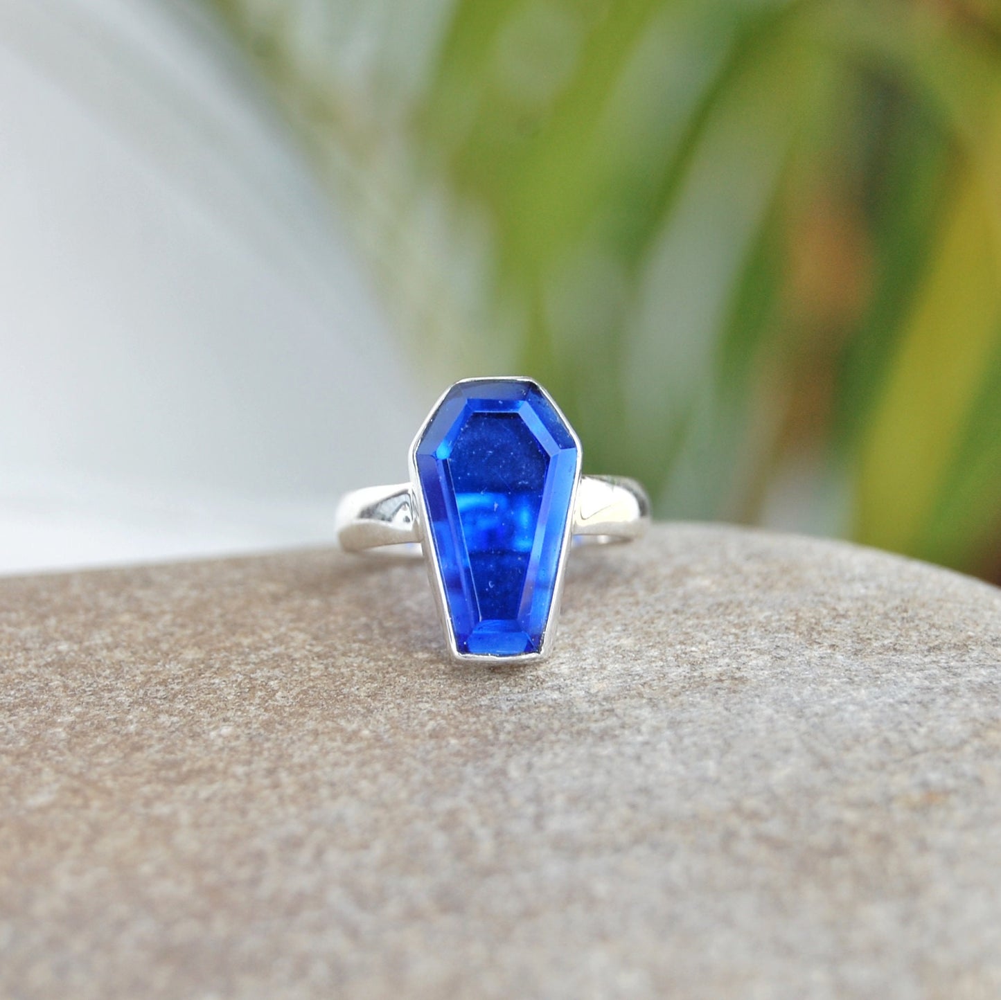 Cobalt Blue Coffin Shape Ring