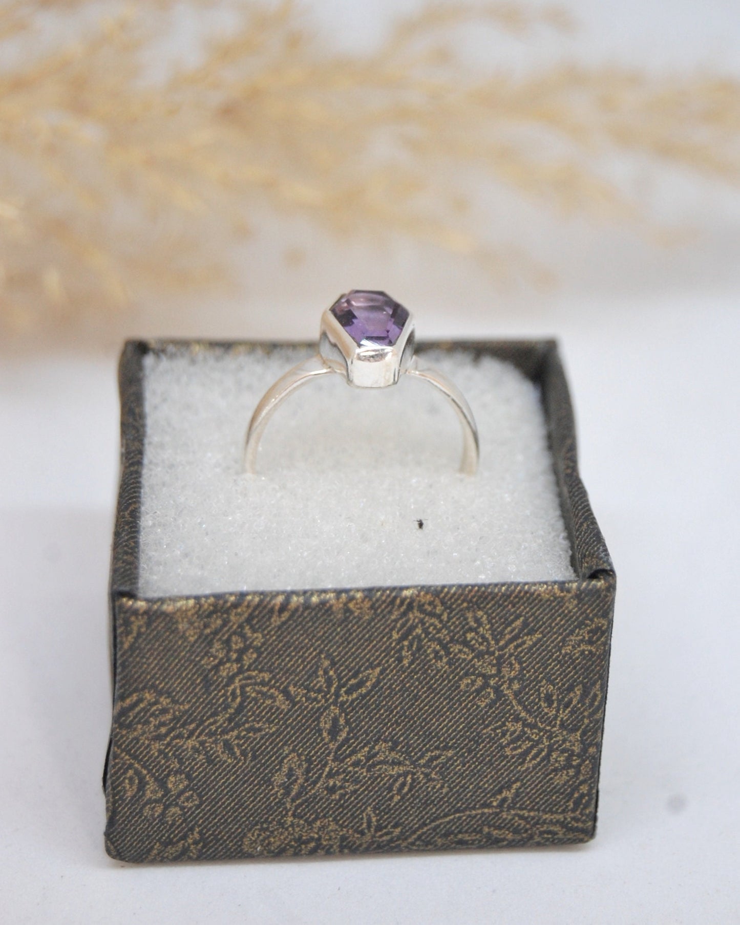 Amethyst Coffin Shape Ring