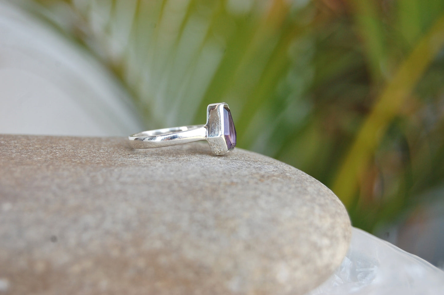 Amethyst Coffin Shape Ring