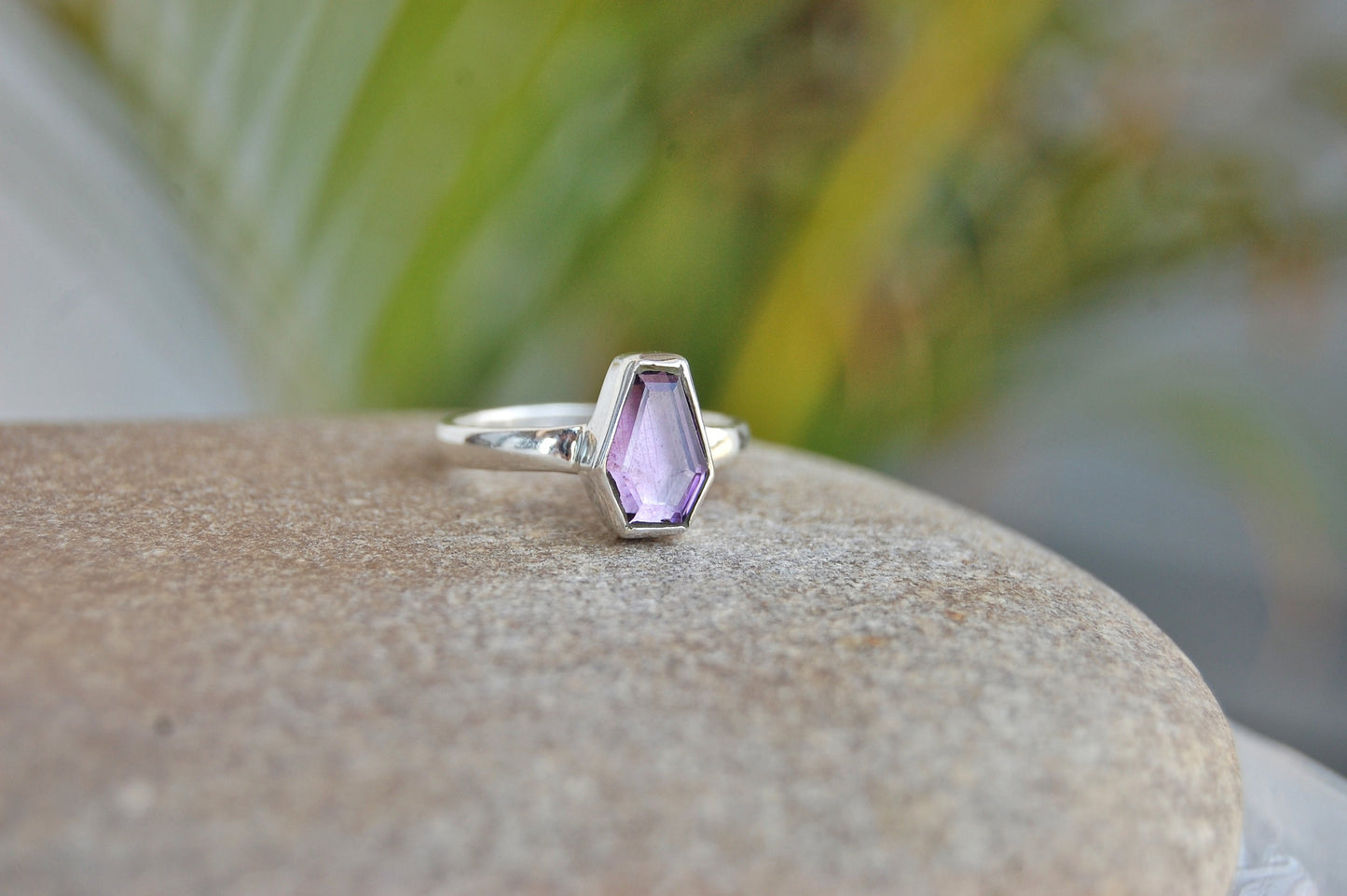 Amethyst Coffin Shape Ring