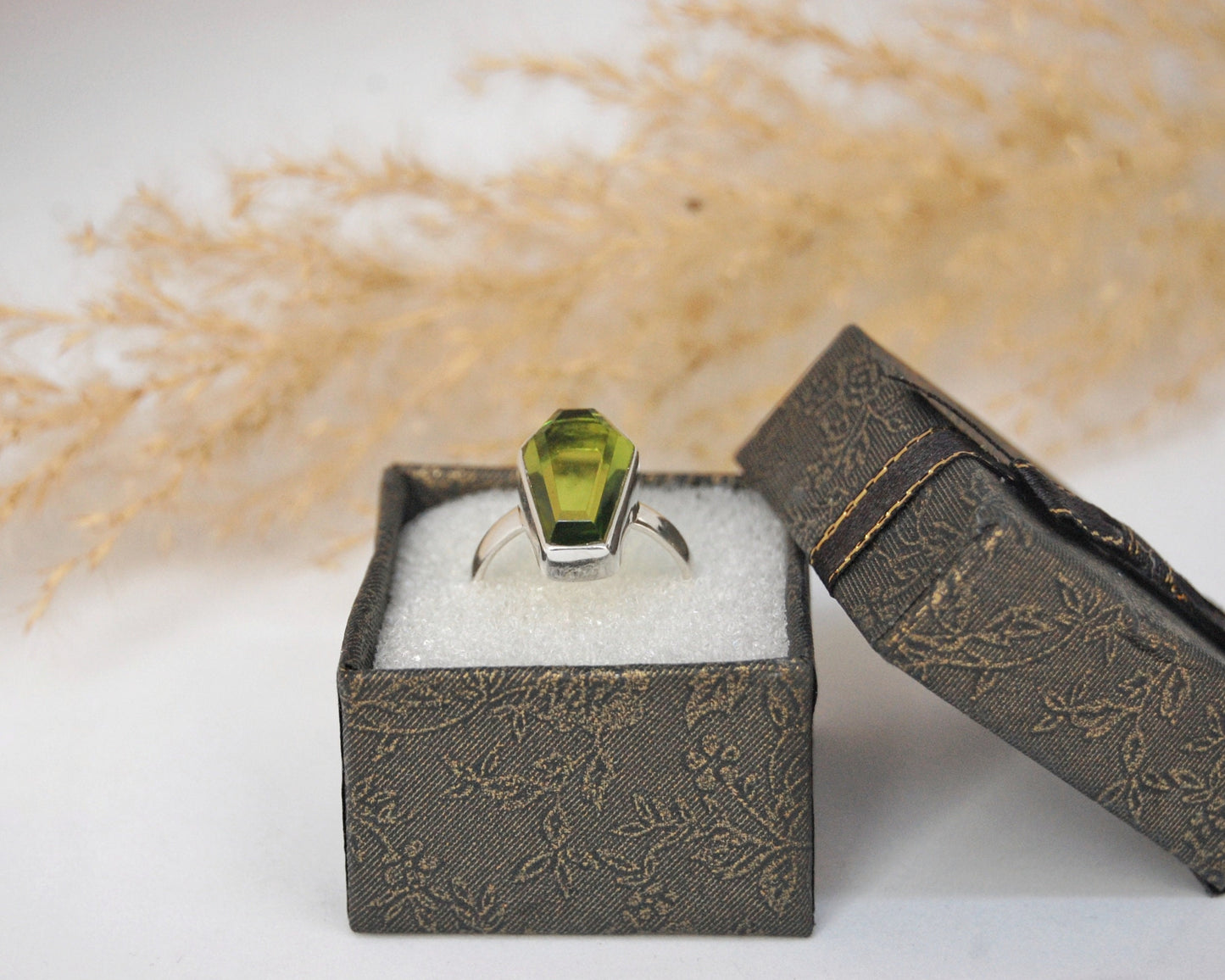 Citrine Coffin Shape Ring