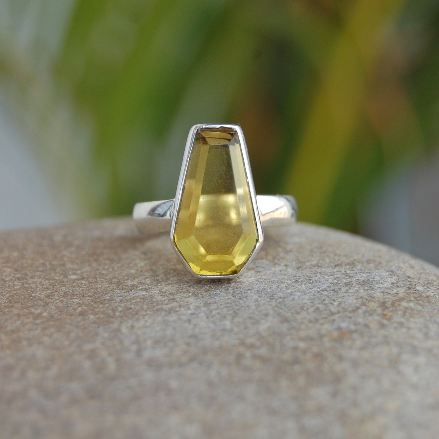 Citrine Coffin Shape Ring