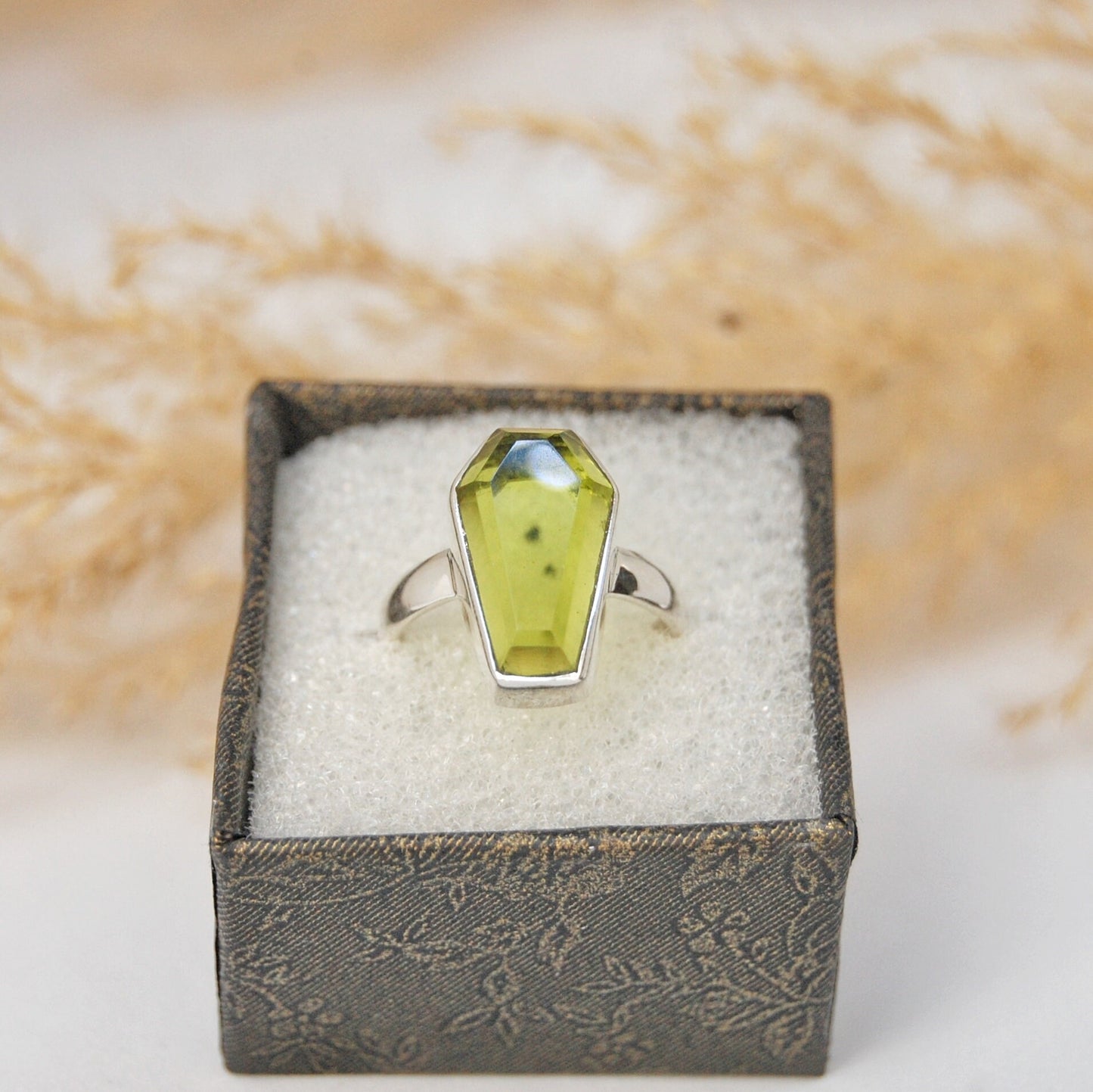 Citrine Coffin Shape Ring