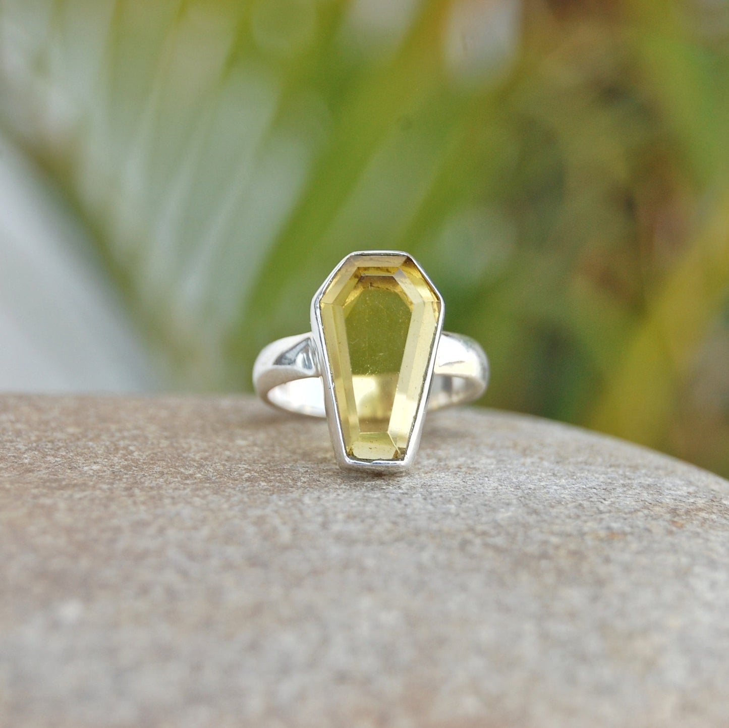 Citrine Coffin Shape Ring
