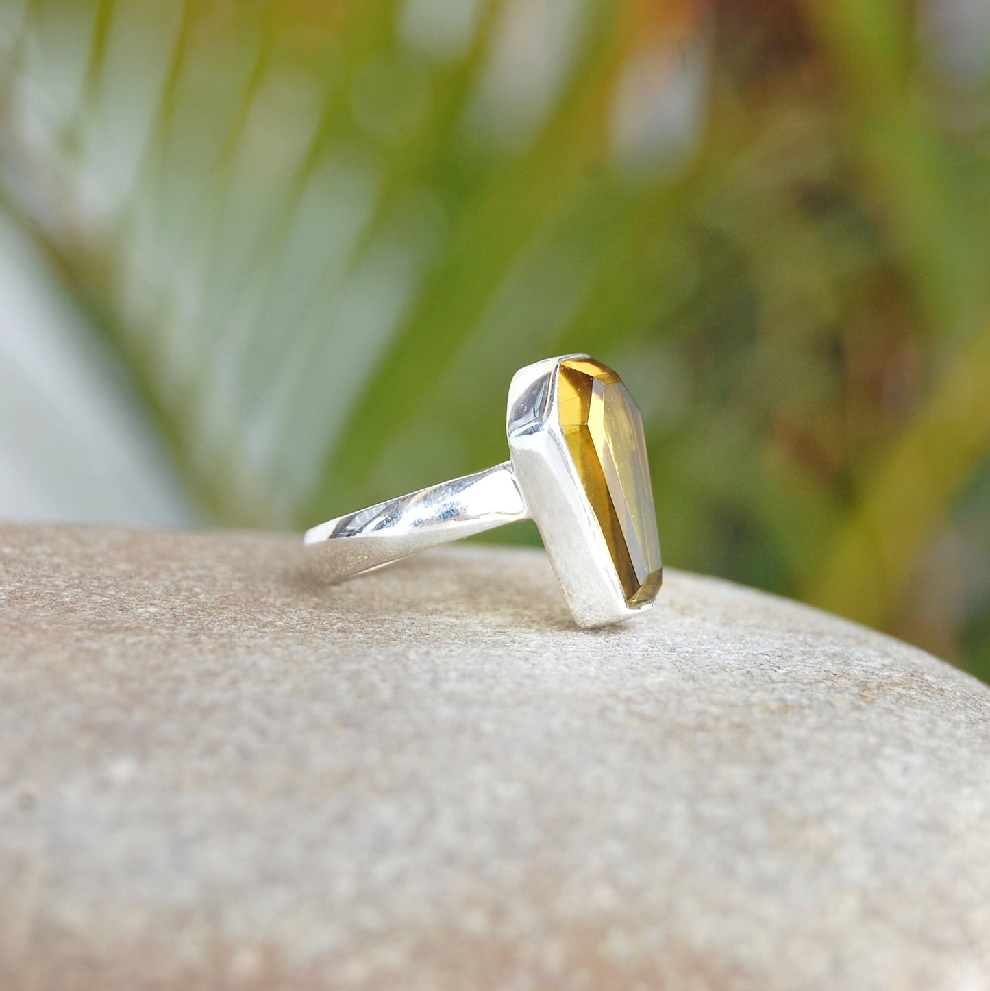Citrine Coffin Shape Ring