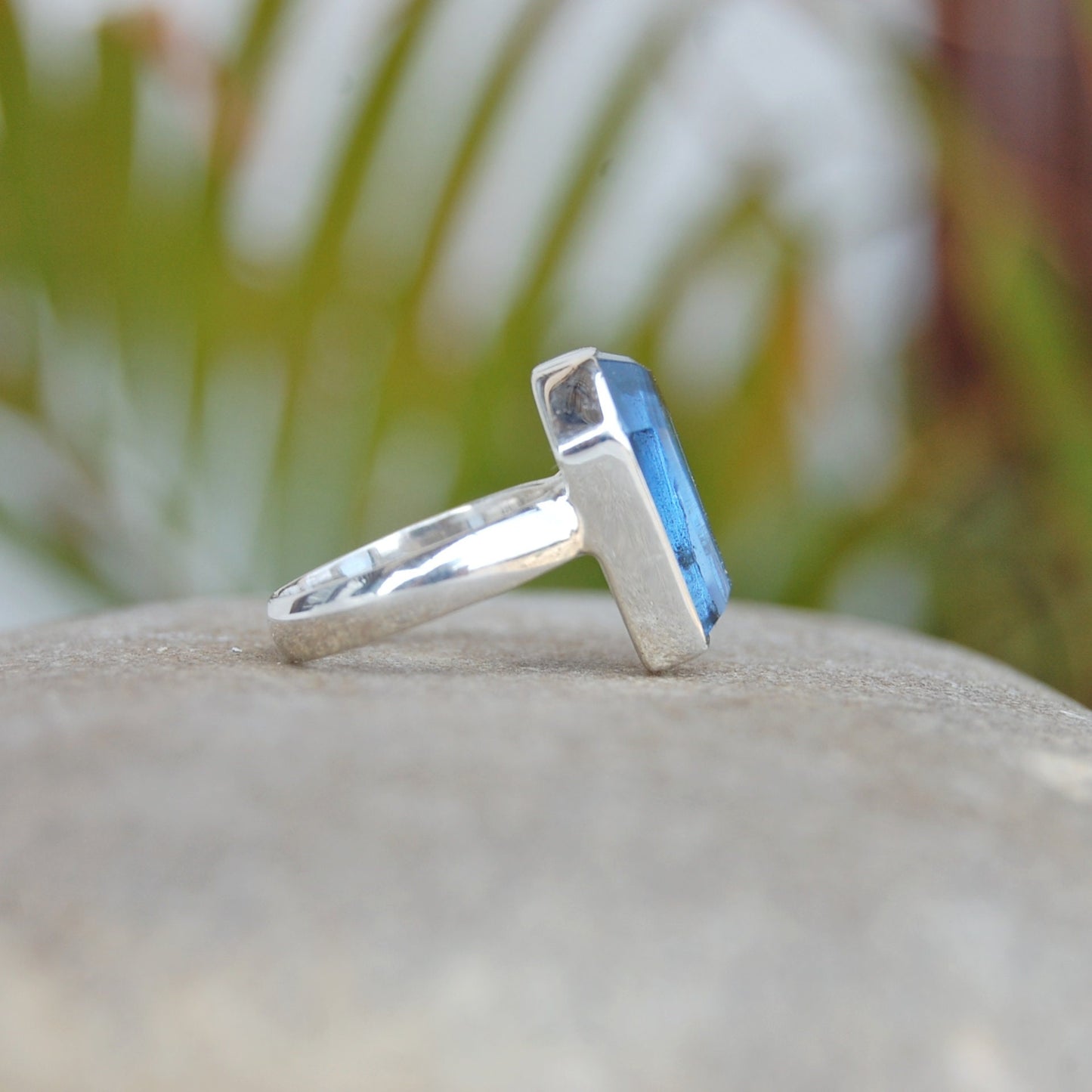 Blue Topaz Coffin Shape Ring