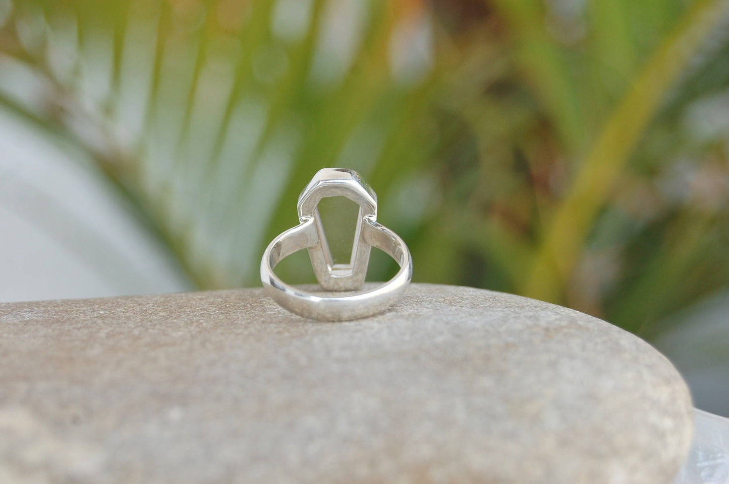 White Topaz Coffin Shape Ring