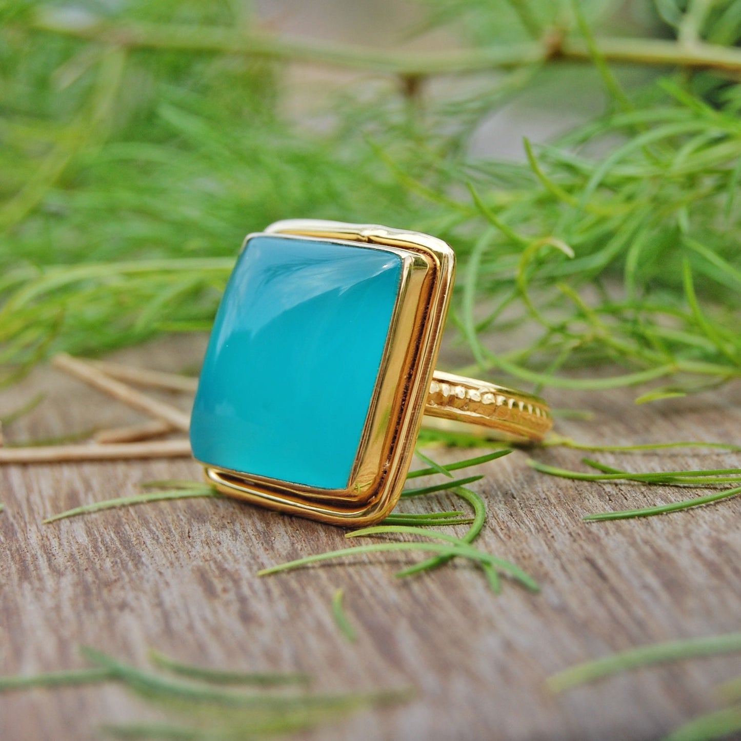 Aqua Blue Chalcedony Statement Ring
