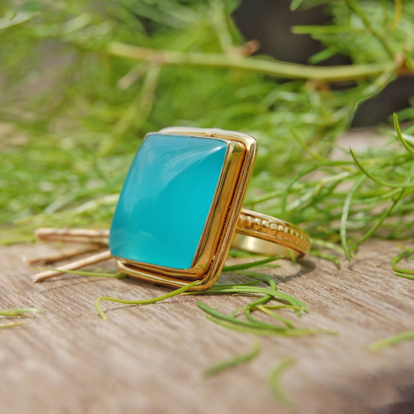 Aqua Blue Chalcedony Statement Ring