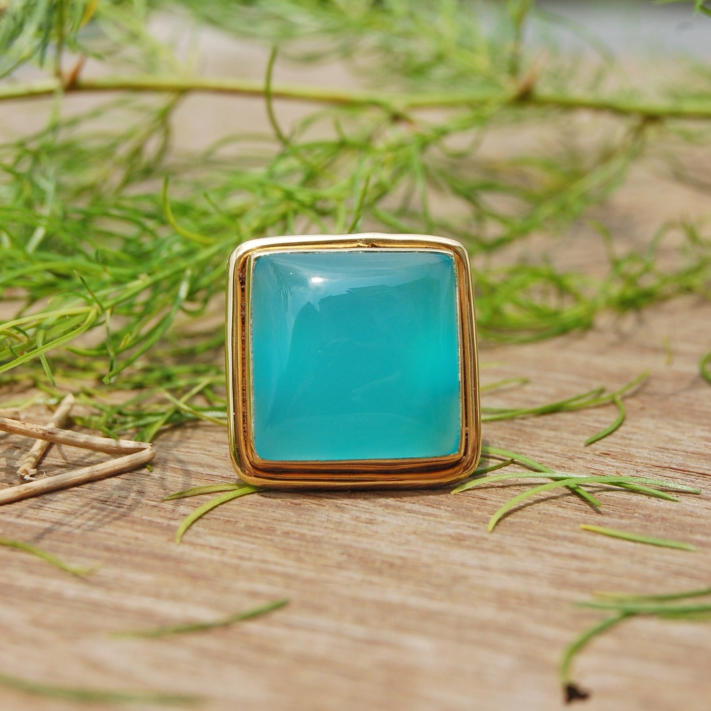 Aqua Blue Chalcedony Statement Ring