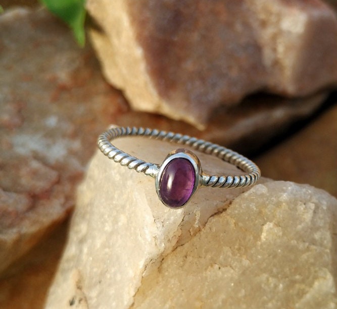 Amethyst Twisted Band Ring