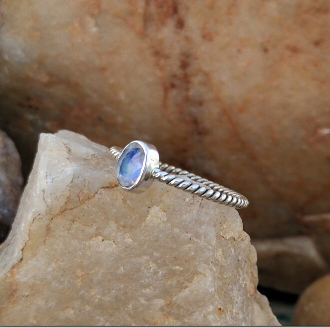 Moonstone Twisted Wire Ring