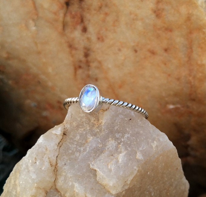 Moonstone Twisted Wire Ring