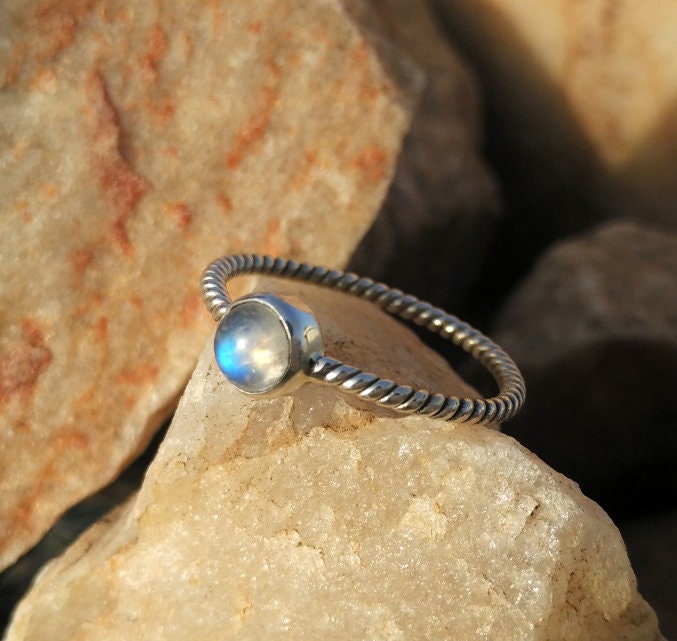 Moonstone Twisted Wire Ring