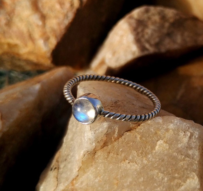 Moonstone Twisted Wire Ring