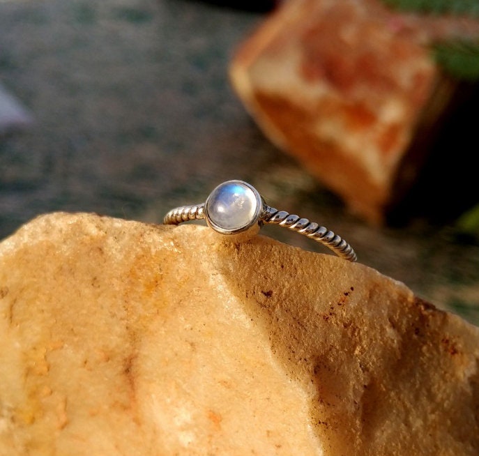 Moonstone Twisted Wire Ring