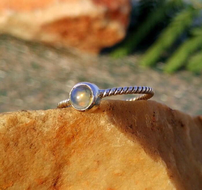 Fire Opal Twisted Band Ring