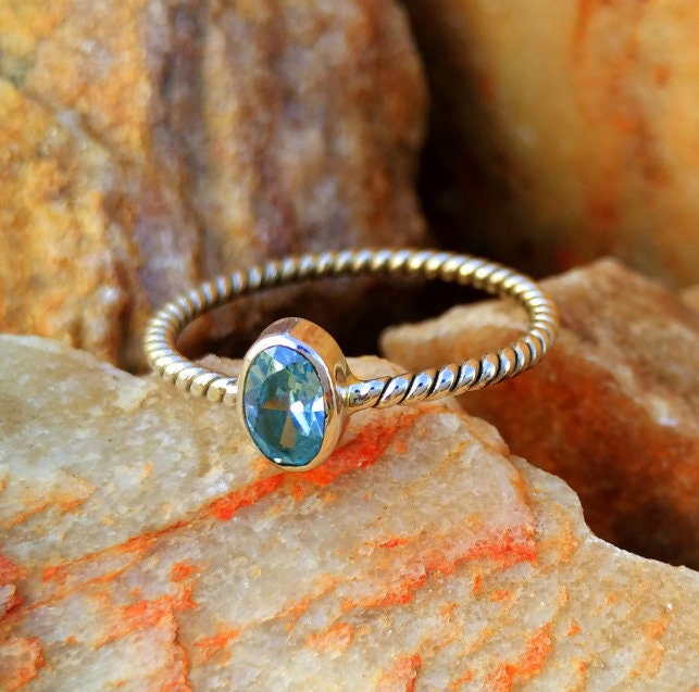 Swiss Blue Topaz Twisted Band Ring
