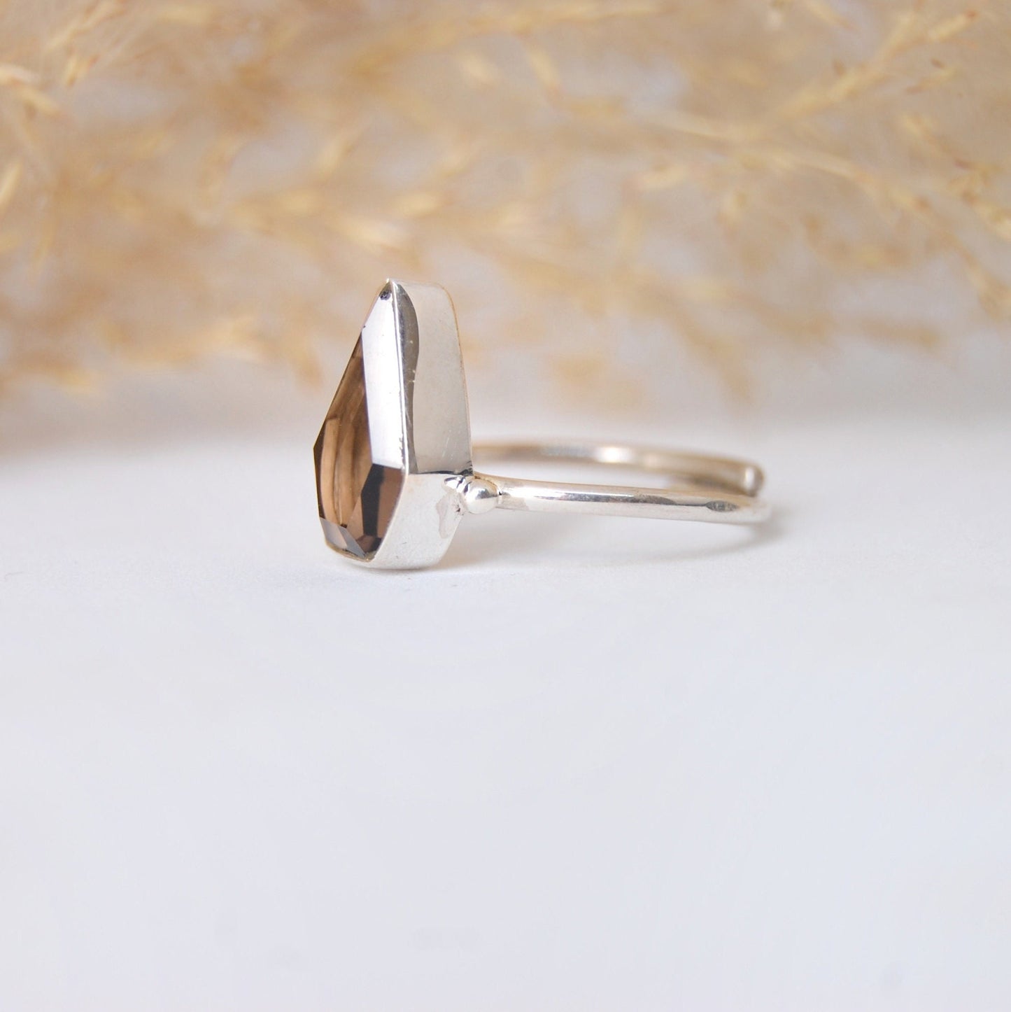 Smoky Quartz Kite Shape Ring