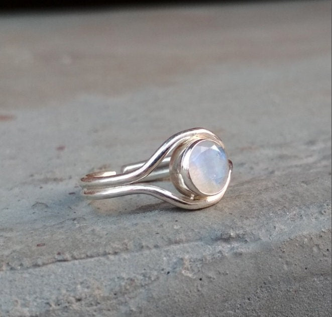Rainbow Moonstone Ring