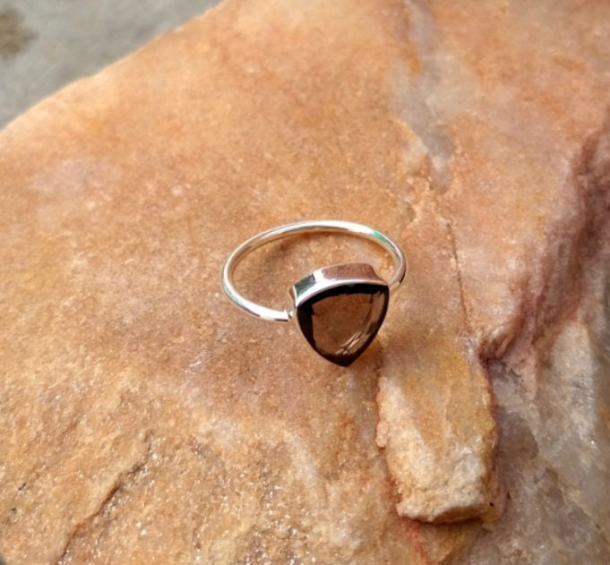 Trillion Shape Smoky Quartz Ring