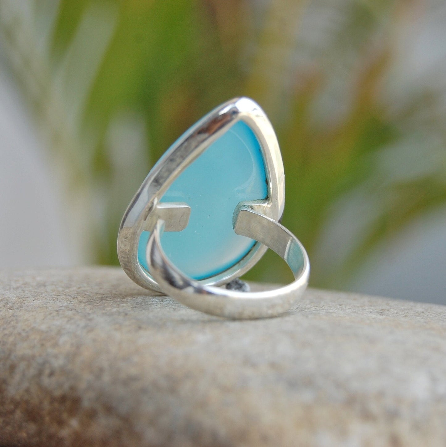 Aqua Chalcedony Statement Ring