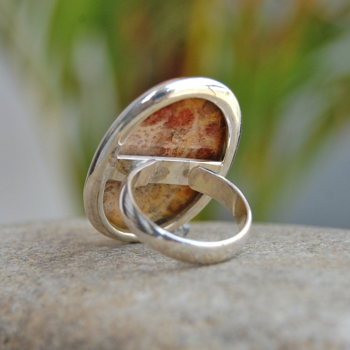 Big Coral Fossil Statement Ring