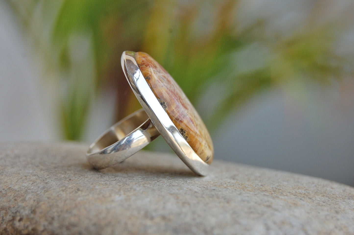 Big Coral Fossil Statement Ring