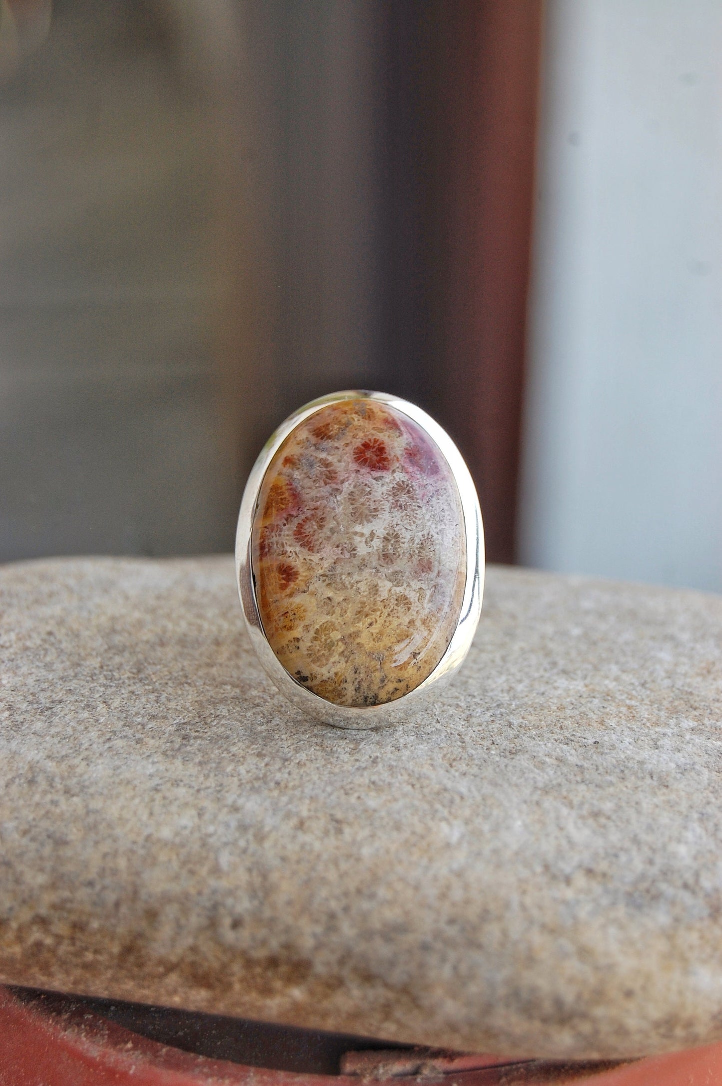 Big Coral Fossil Statement Ring