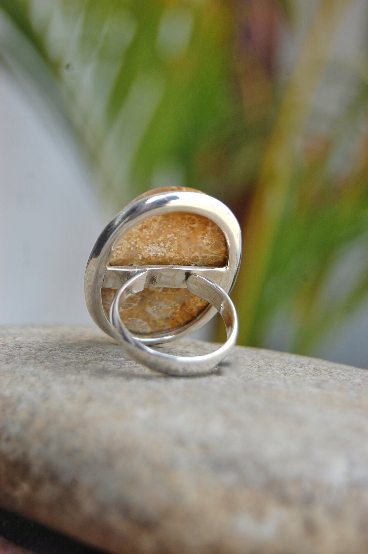 Big Coral Fossil Statement Ring