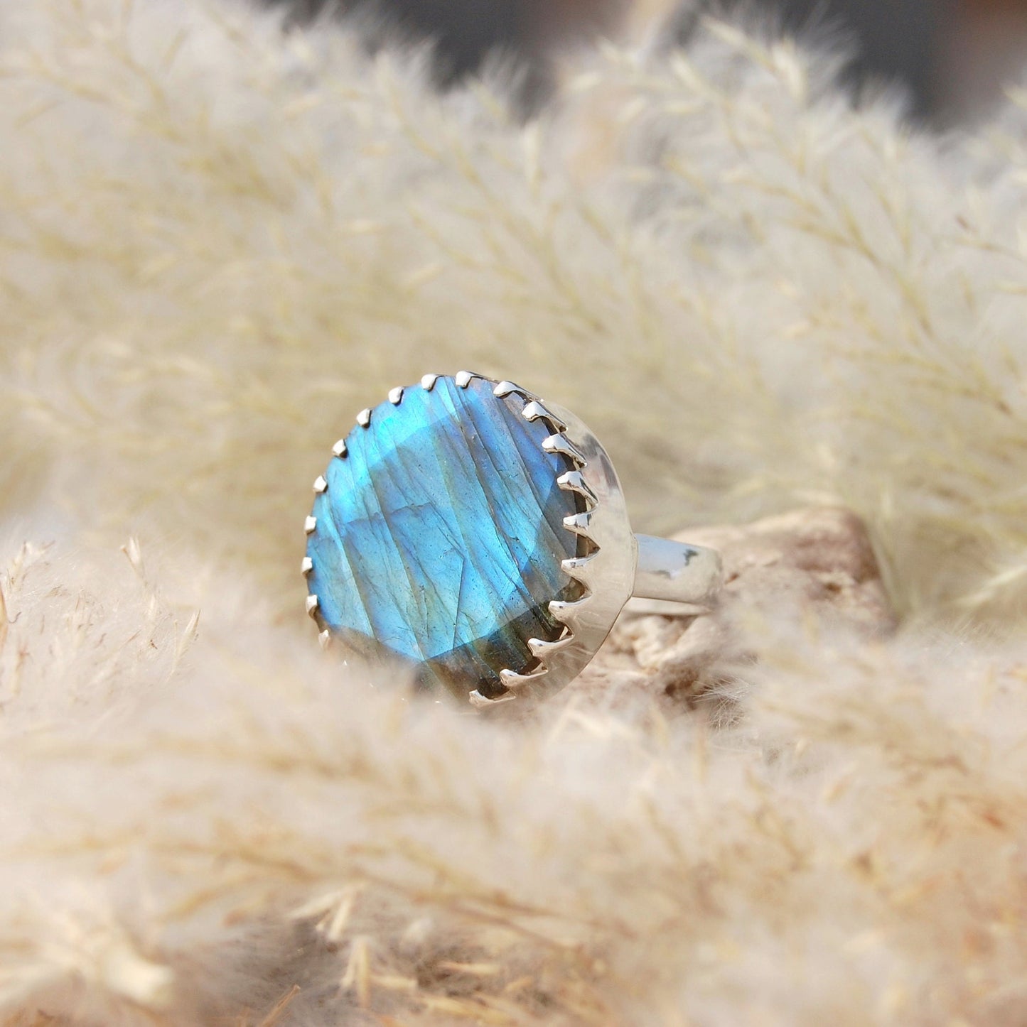 Blue Labradorite Statement Ring