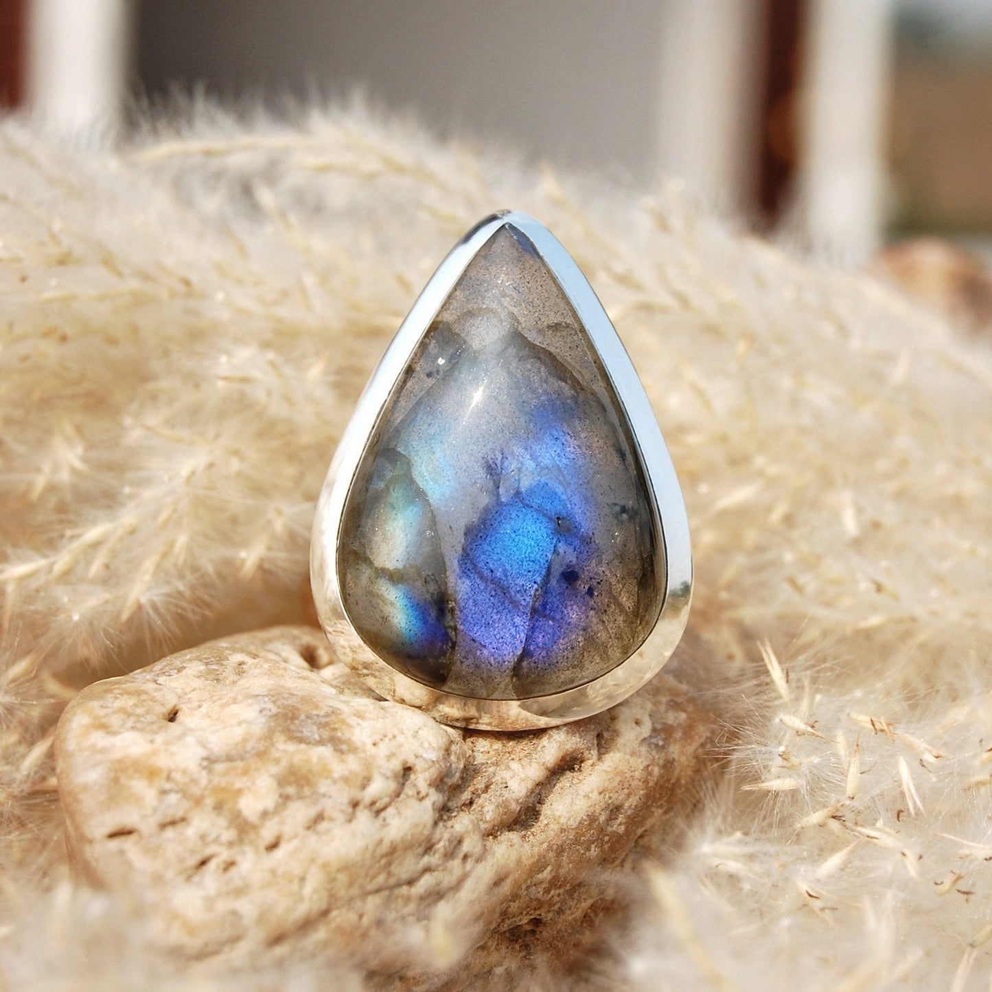 Blue Labradorite Statement Ring