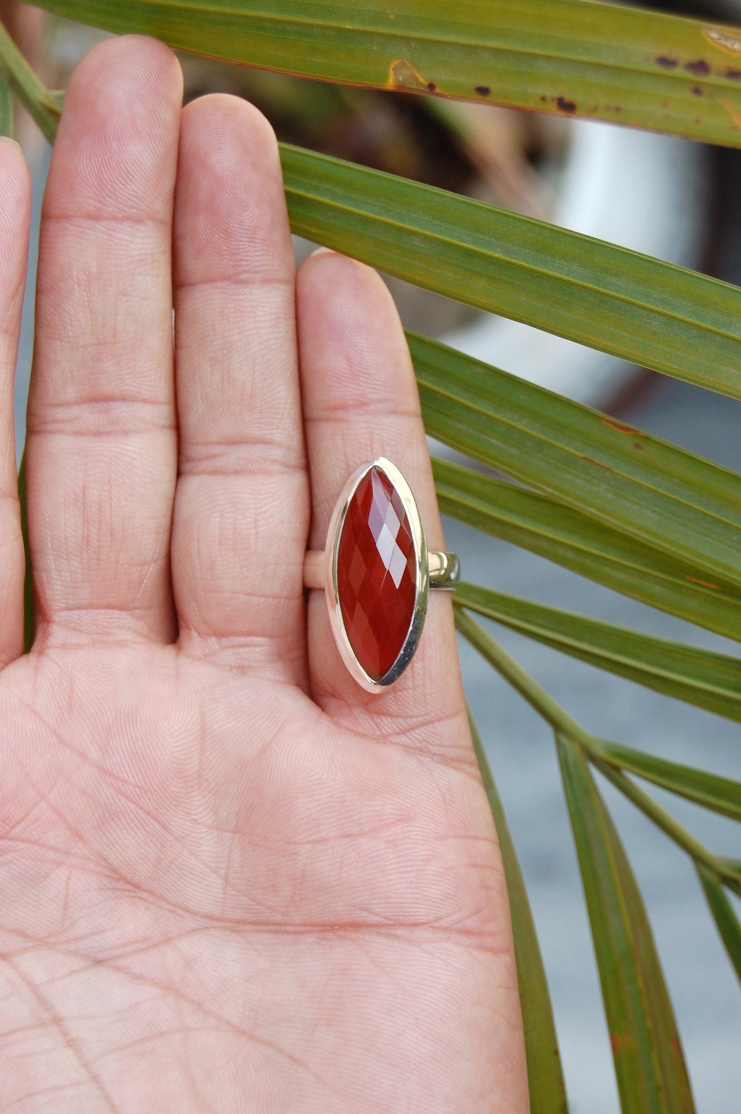 Red Onyx Marquise Statement Ring
