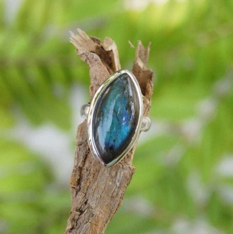 Blue Labradorite Marquise Ring