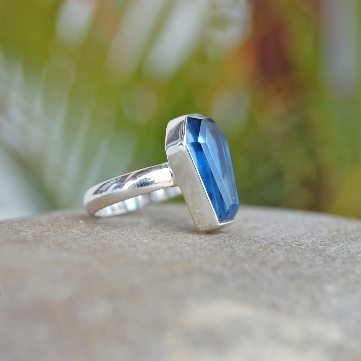 Cobalt Blue Coffin Shape Ring