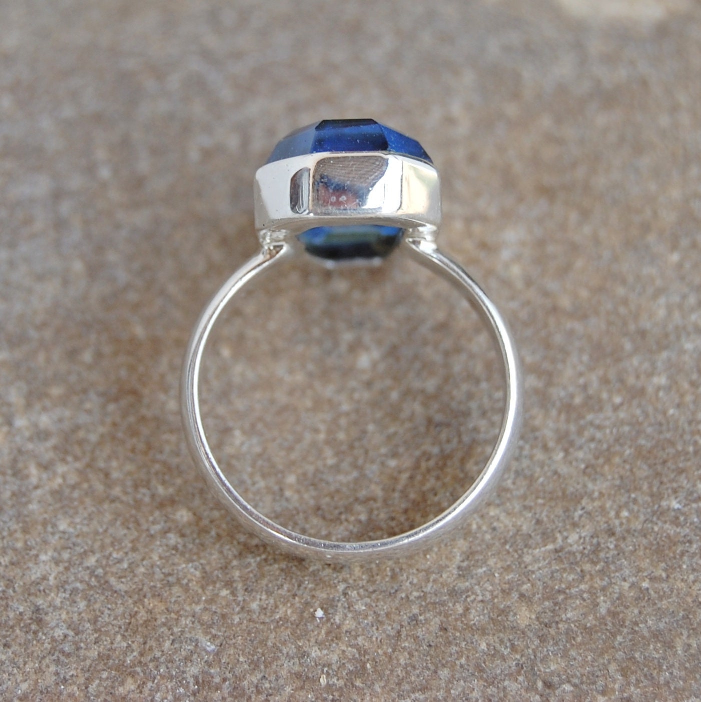 Cobalt Blue Coffin Shape Ring