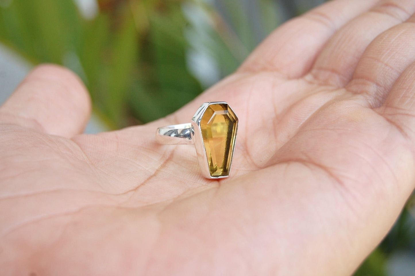 Citrine Coffin Shape Ring