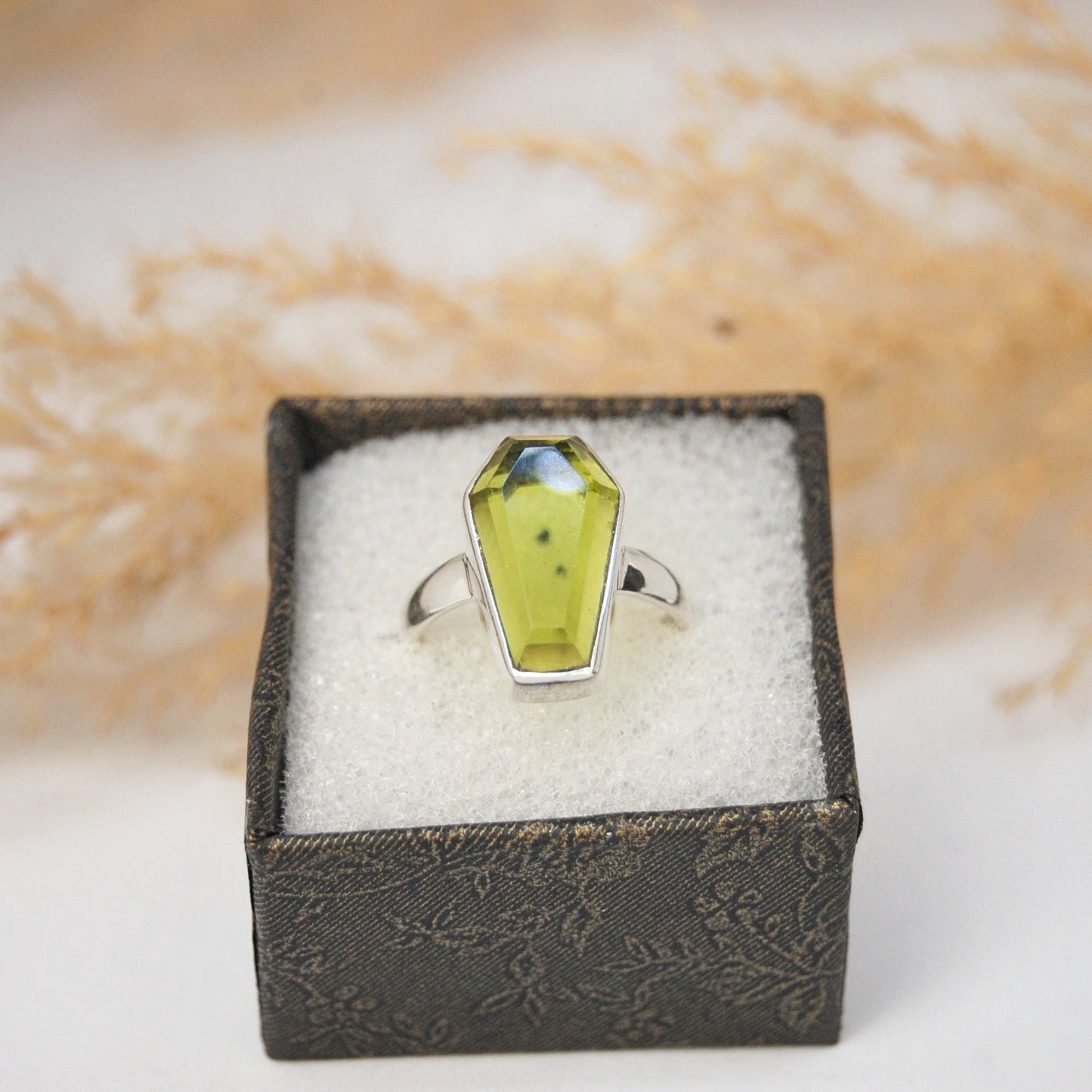 Citrine Coffin Shape Ring