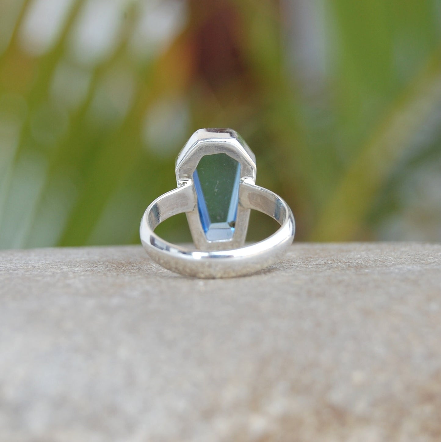 Blue Topaz Coffin Shape Ring