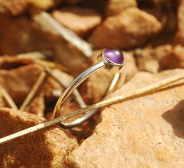 Amethyst Solitaire Silver Ring