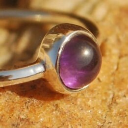 Amethyst Solitaire Silver Ring