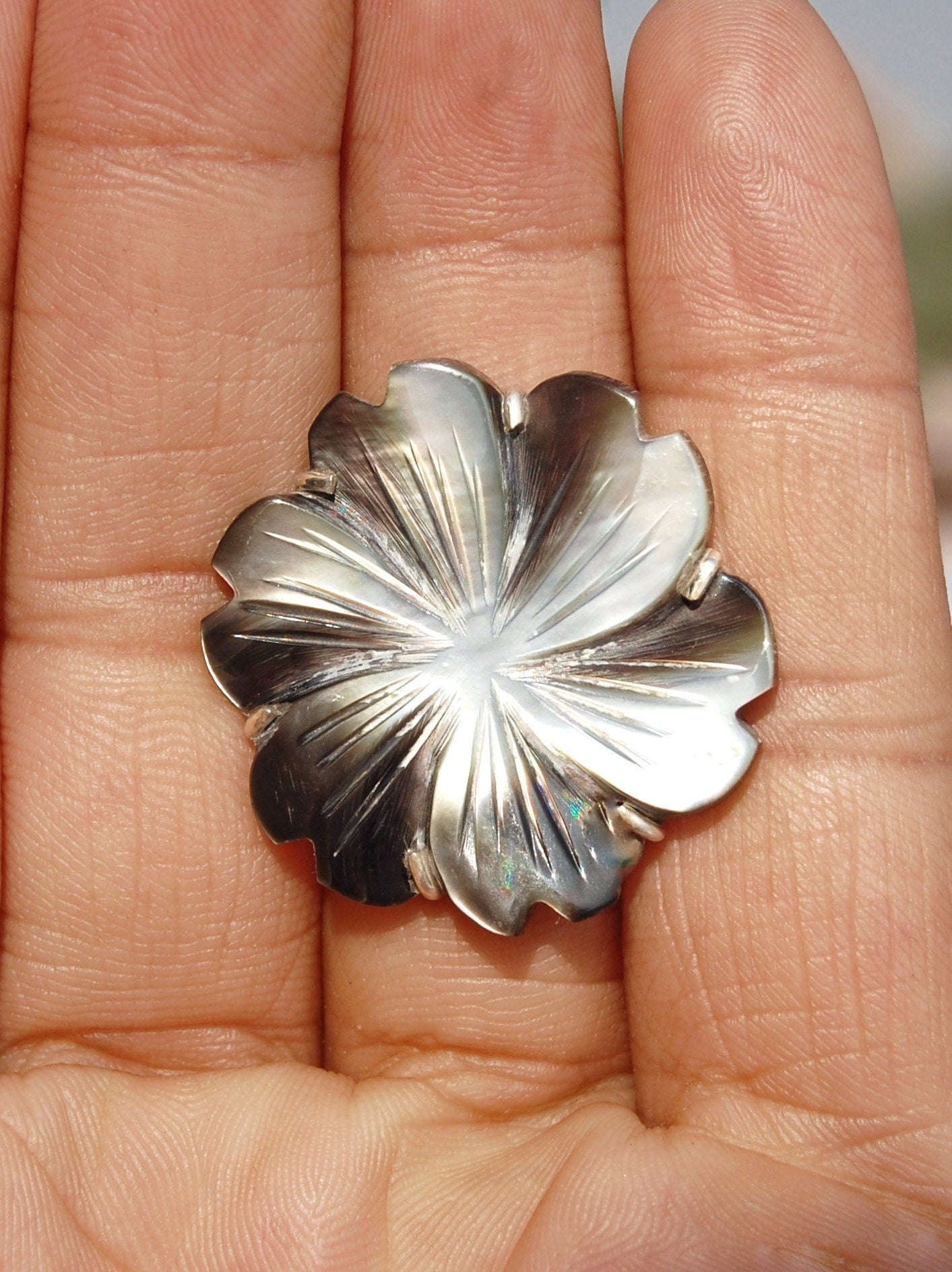 Mother of Pearl Floral Ring for Her