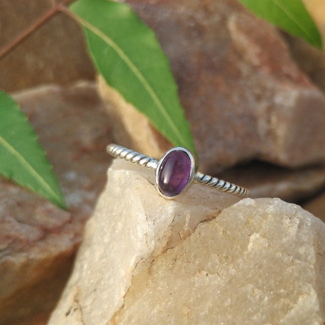 Amethyst Twisted Band Ring